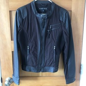 Blanc Noir Brown Mixed-Media Moto Jacket Large